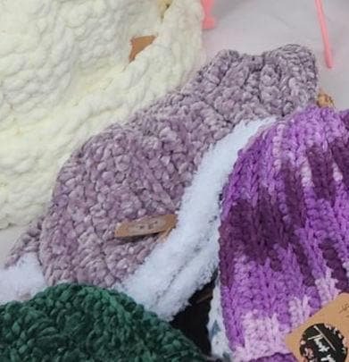 Handmade Velvet Crochet Beanie: Matching Winter Hats, Fall Gift