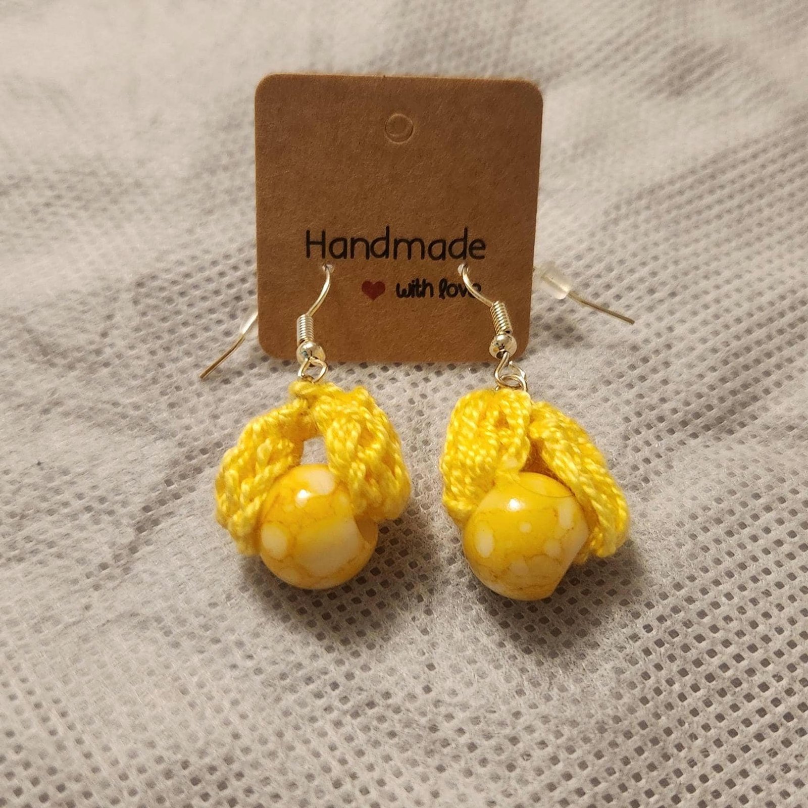 Handmade Bead Droplet Earrings; Colorful Crochet Fashion Jewelry