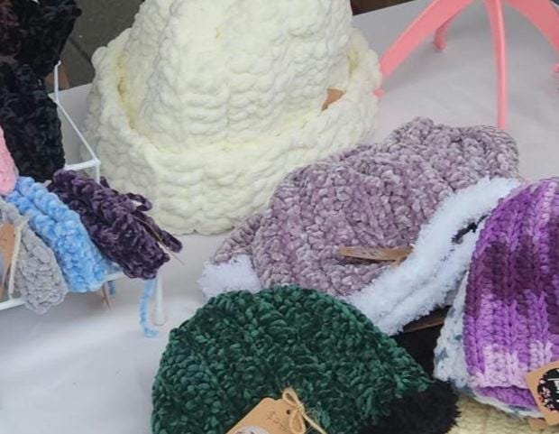Handmade Velvet Crochet Beanie: Matching Winter Hats, Fall Gift