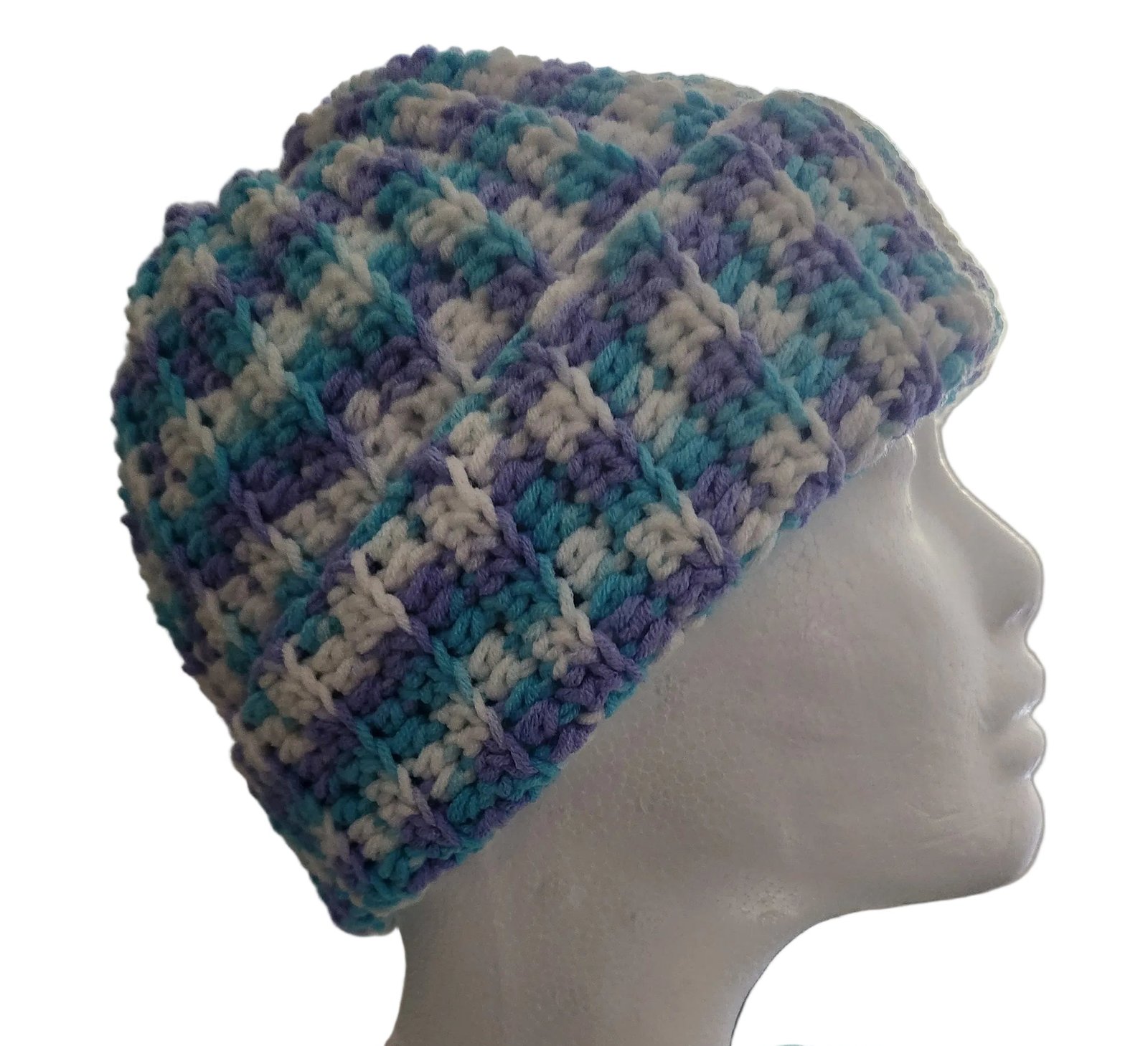 Handmade Multicolor Crochet Beanie: Rainbow Winter Hat