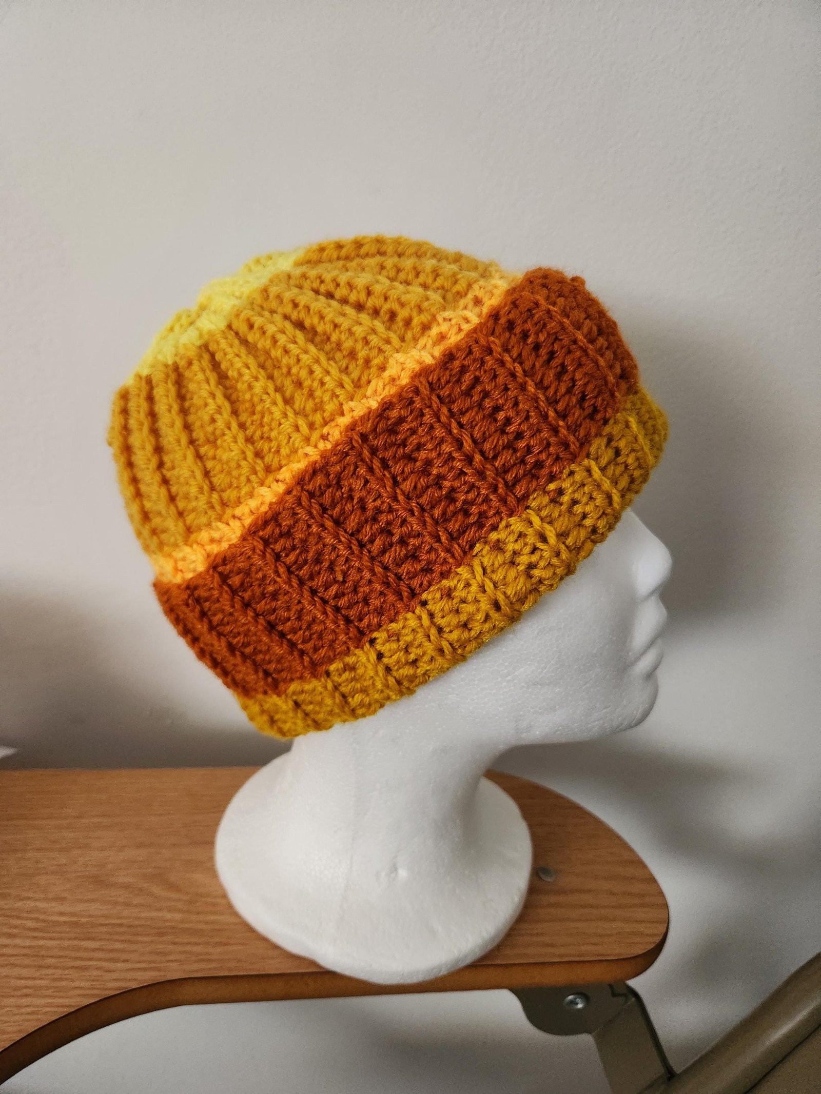 Handmade Ombre Beanie: Rainbow Gradient Crochet Winter Hat; Striped Colorful Headpiece