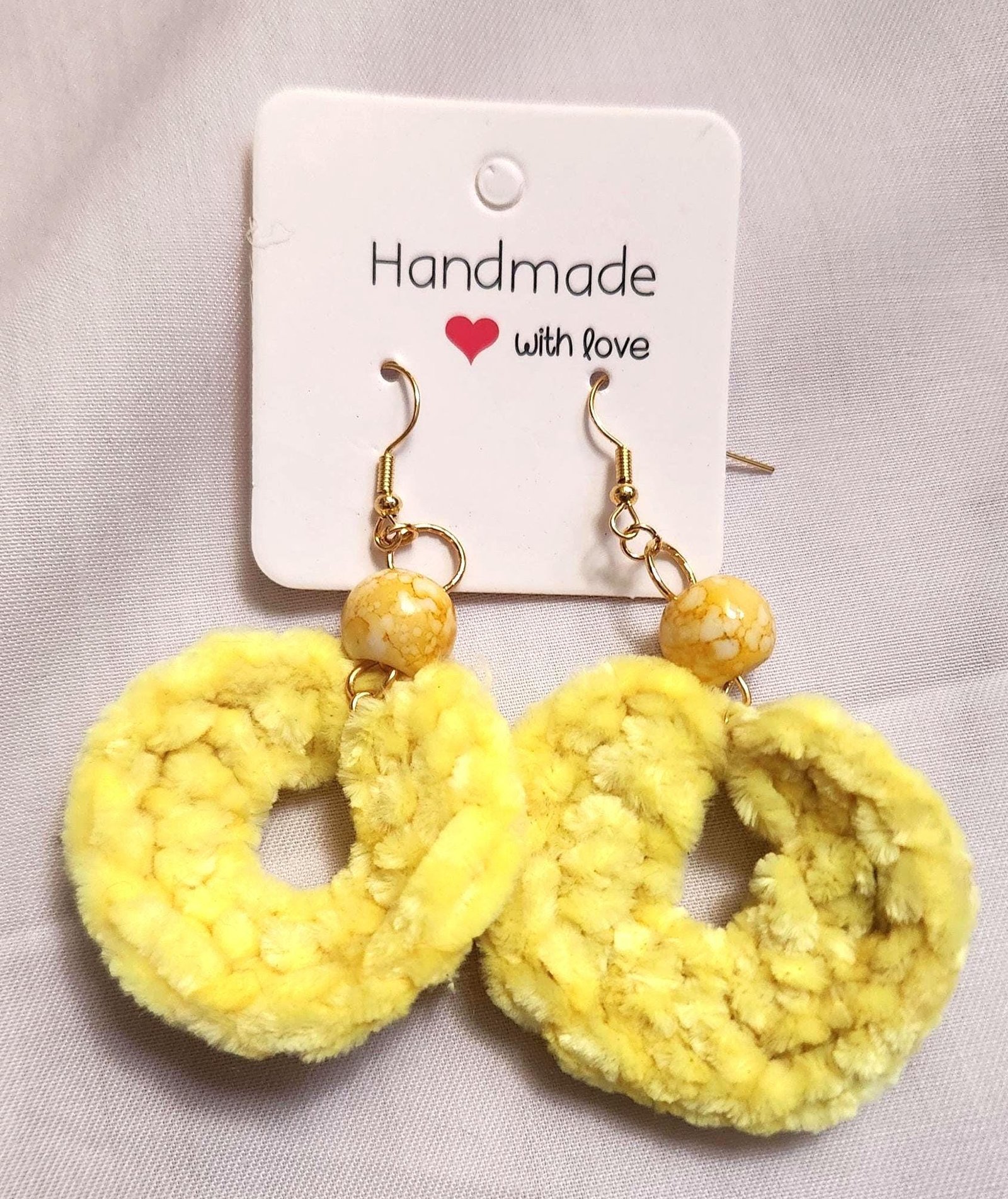Handmade Velvet Hoop Earrings: Crochet Bead Jewelry, Donut Loop