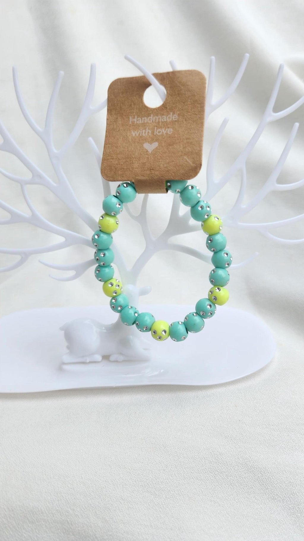 Colorful Acrylic Bead Bracelet, Pearl-Specked Elastic Jewelry; For Wrist and Anklet