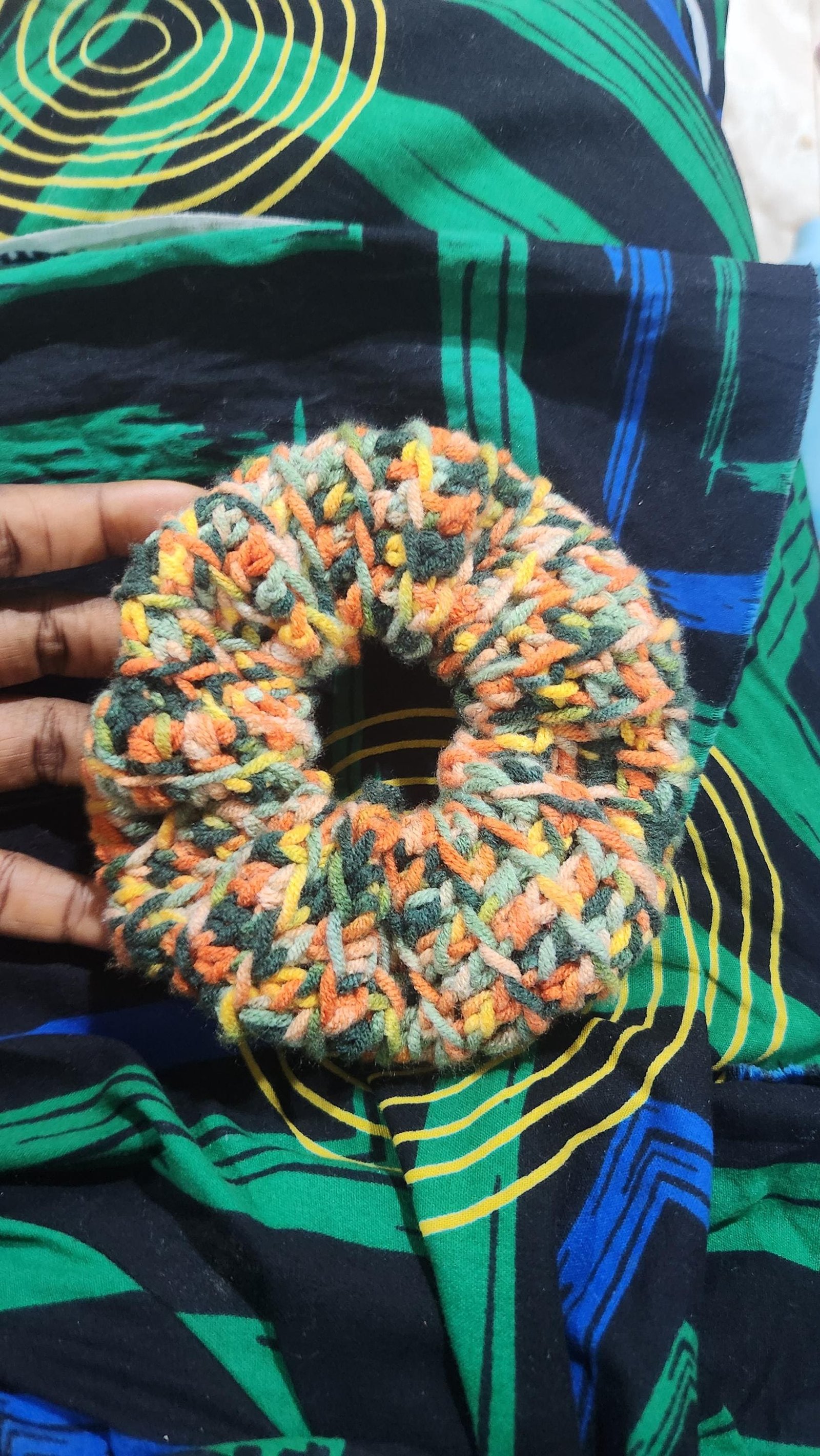 Handmade Donut Hair Scrunchies: Variegated Rainbow Ombre Crochet Wristbands; Comfy Gifts for Mother's Day