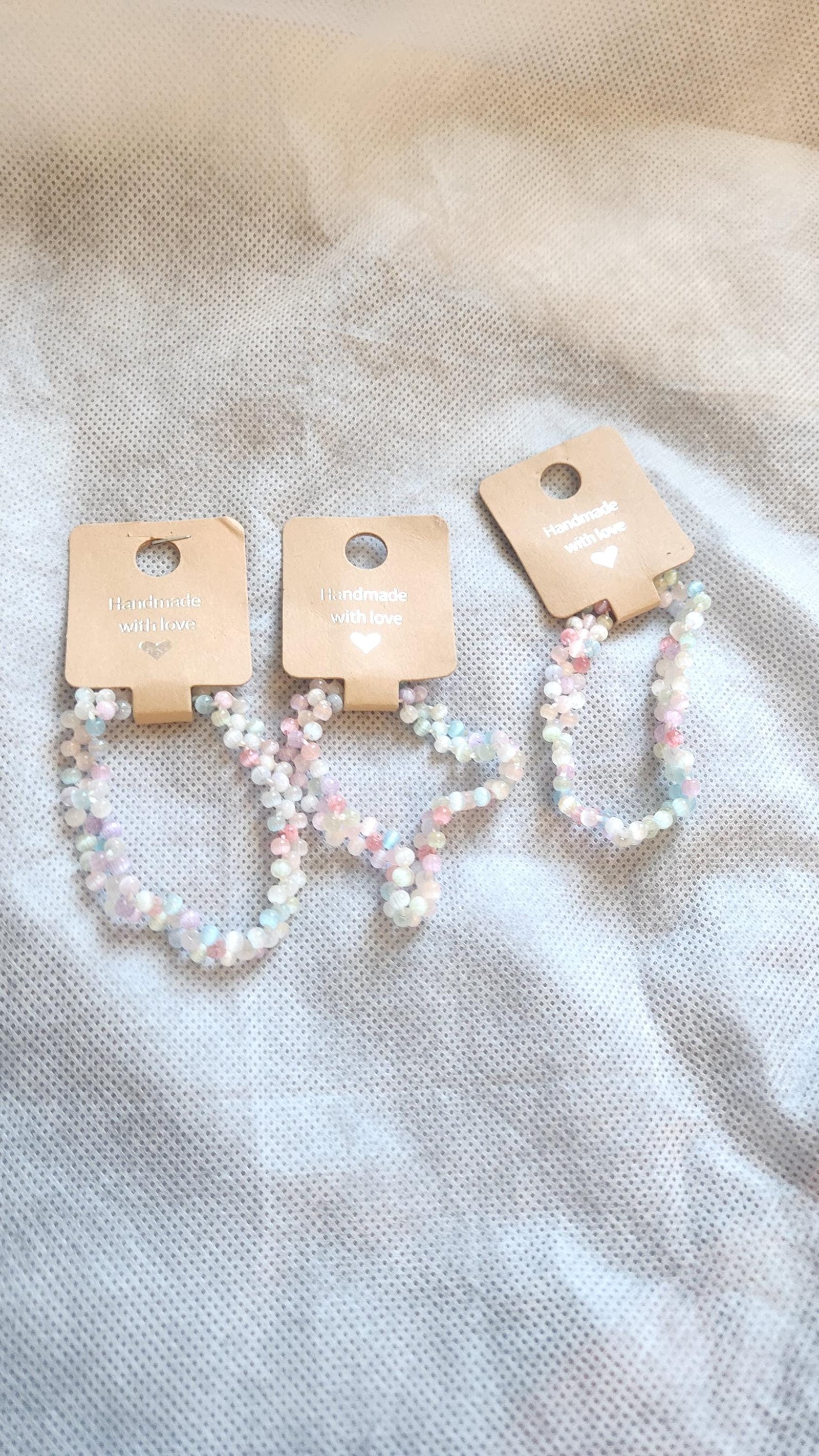 Handmade Ombre Elastic Bead Bracelets; Cat Eye Pastel Seed Glass Bead Choker Wrist and Anklet Jewelry; Special, Cute & Thoughtful Gifts