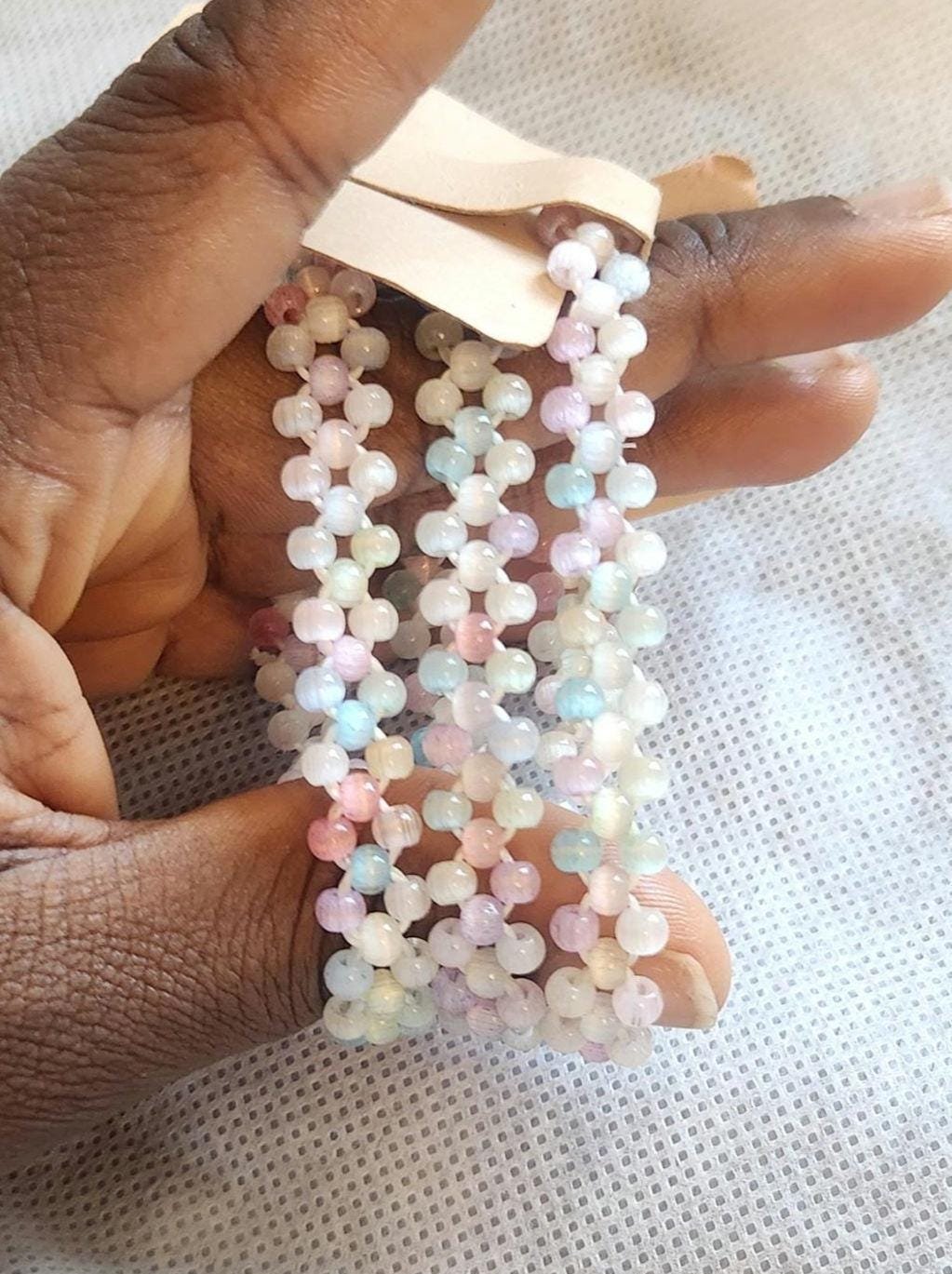 Handmade Ombre Elastic Bead Bracelets; Cat Eye Pastel Seed Glass Bead Choker Wrist and Anklet Jewelry; Special, Cute & Thoughtful Gifts