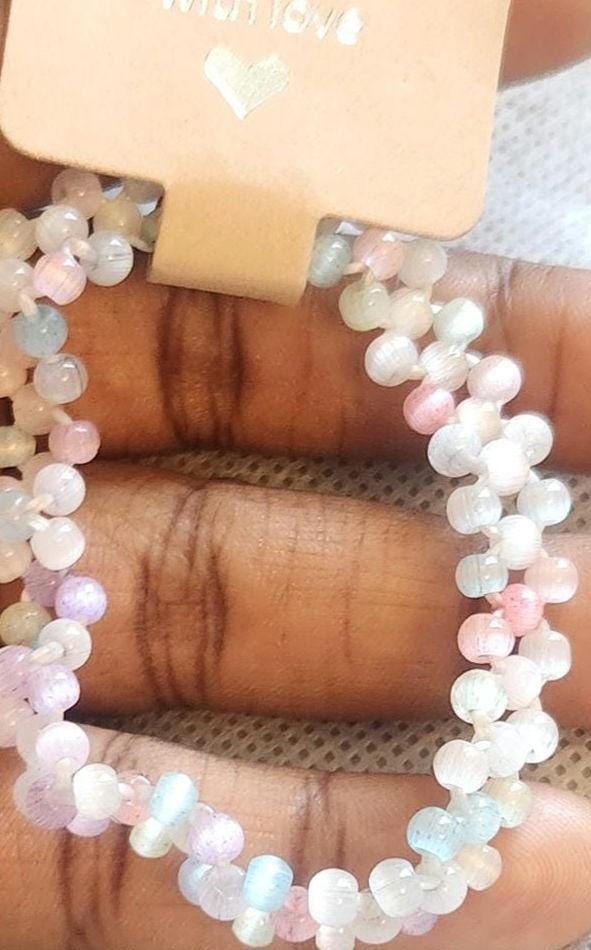 Handmade Ombre Elastic Bead Bracelets; Cat Eye Pastel Seed Glass Bead Choker Wrist and Anklet Jewelry; Special, Cute & Thoughtful Gifts