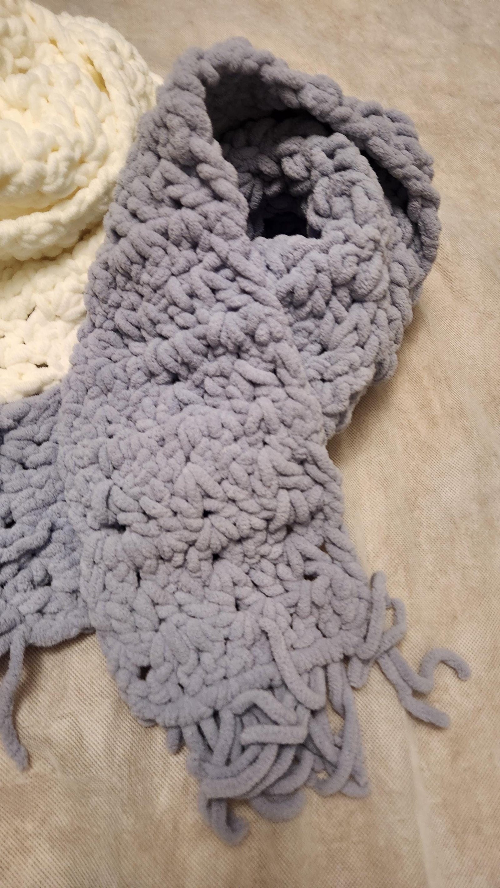 Winter Mesh Shawl with Fringe; Handmade Crochet Chunky Neck Scarf; Cozy, Thick, and Warm Gift Accessories