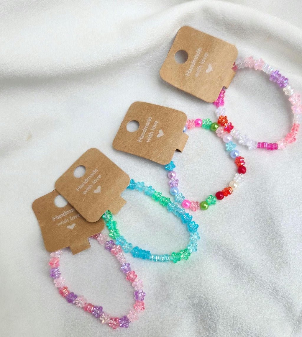 Colorful Flower Bead Bracelets; Elastic Casual Wrist & Anklet Minimalist Jewelry