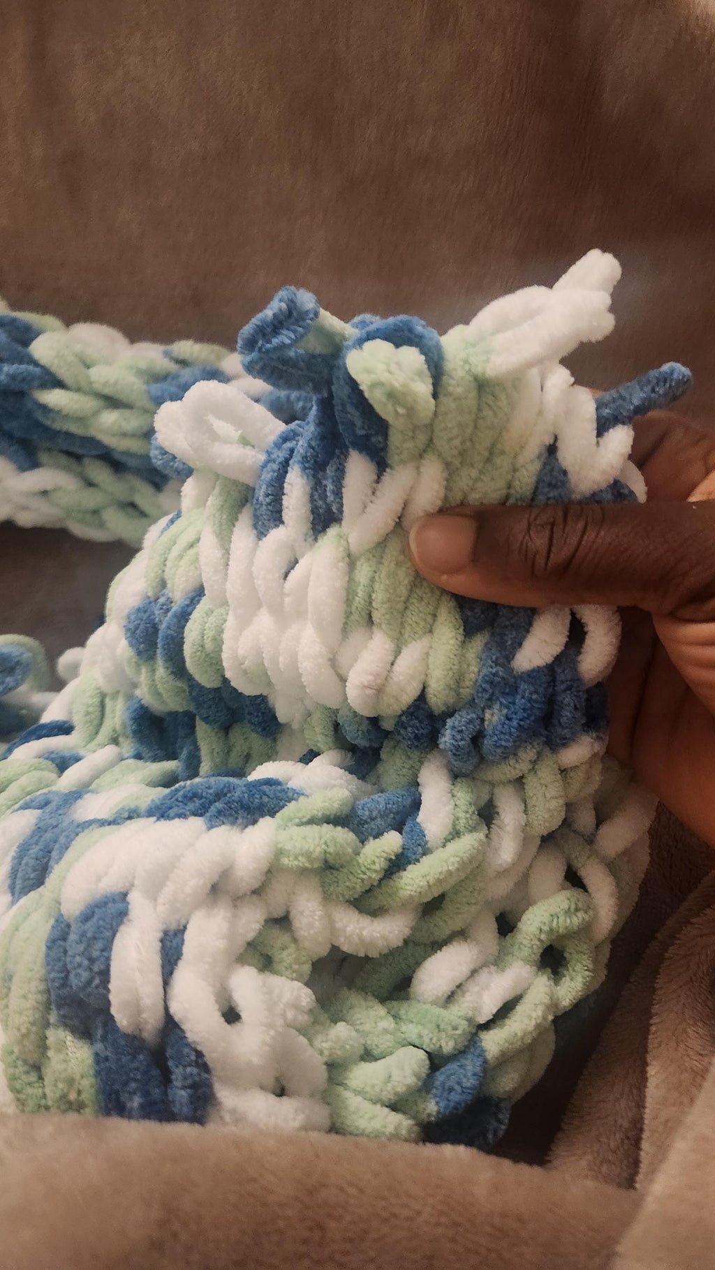 Handmade Knit Scarf, Chunky Variegated Winter Shawl