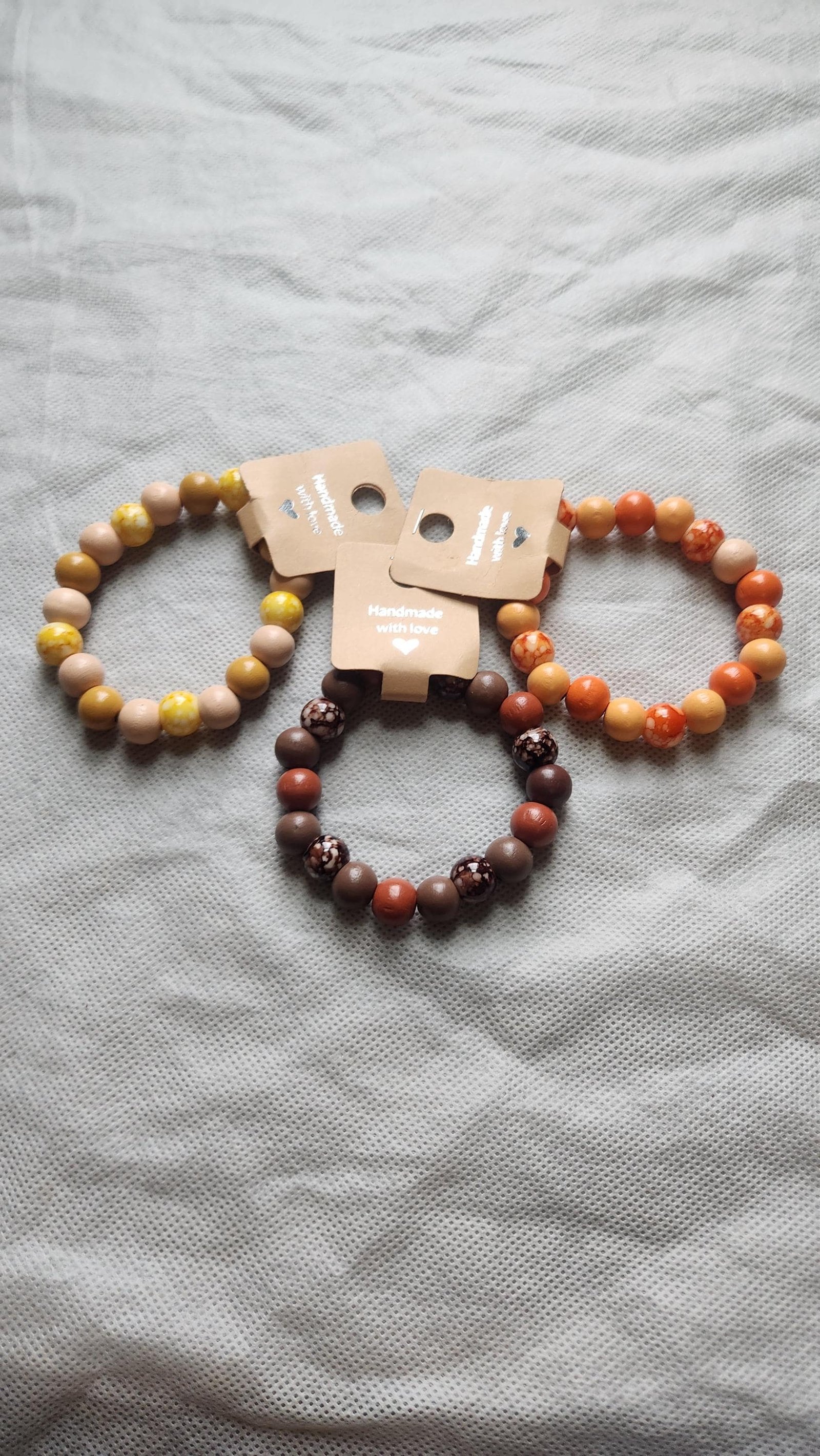 Traditional Bead Bracelets; Colorful Hand & Anklet Elastic Wooden Jewelry; No-Rust Variegated Bangles; Special Gifts for Fall and Winter