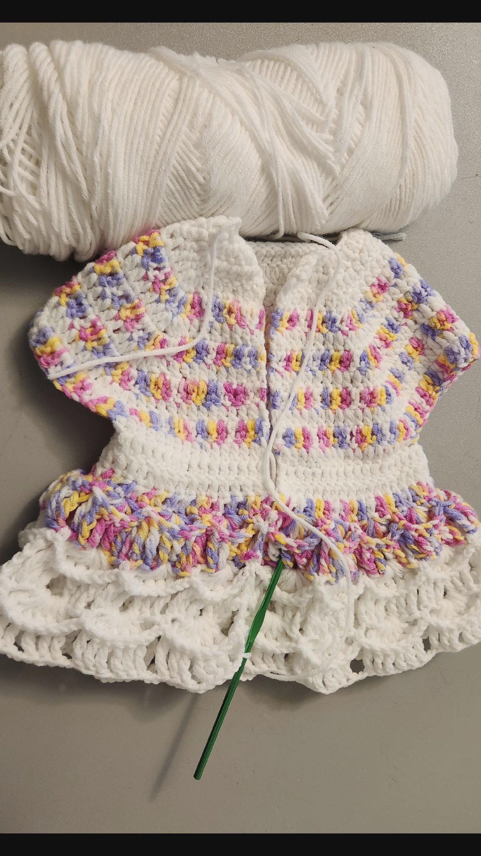 Colorful Baby's Lacy Dress; Handmade Crochet Club Flower Variegated Gown for Infants