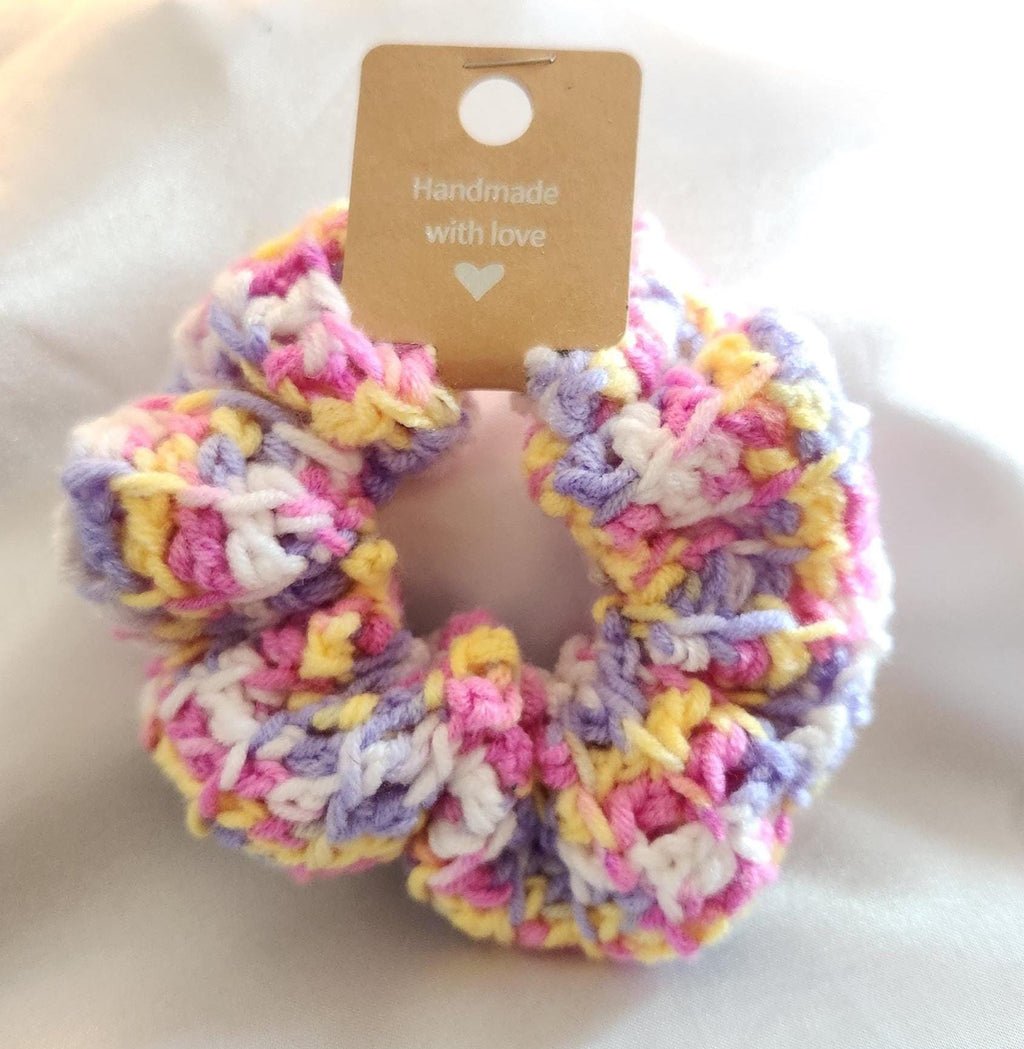 Handmade Rainbow Hair Band; Variegated Crochet Donut Scrunchies and Wristbands for Women