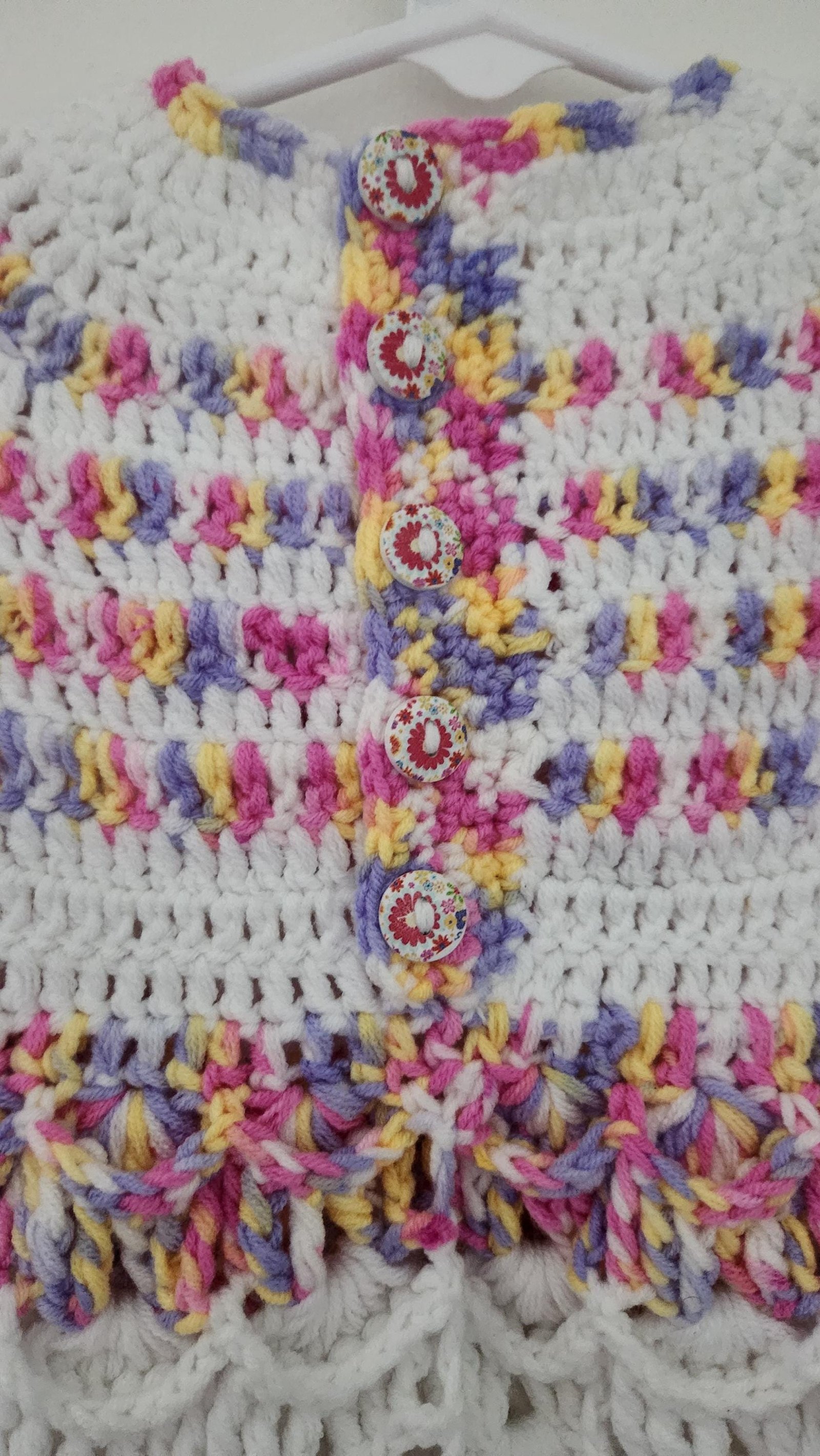 Colorful Baby's Lacy Dress; Handmade Crochet Club Flower Variegated Gown for Infants