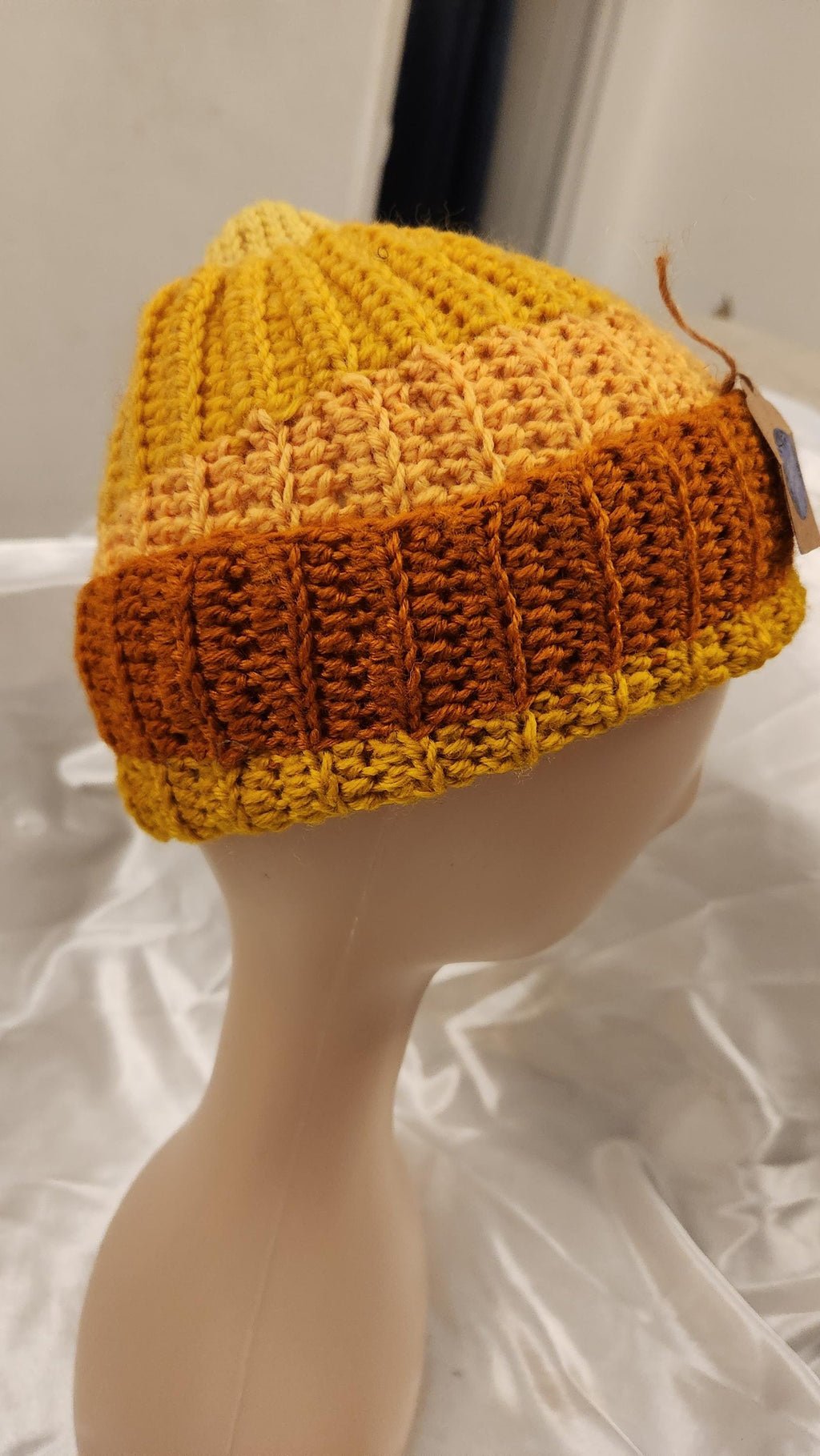 Handmade Ombre Beanie: Rainbow Gradient Crochet Winter Hat; Striped Colorful Headpiece