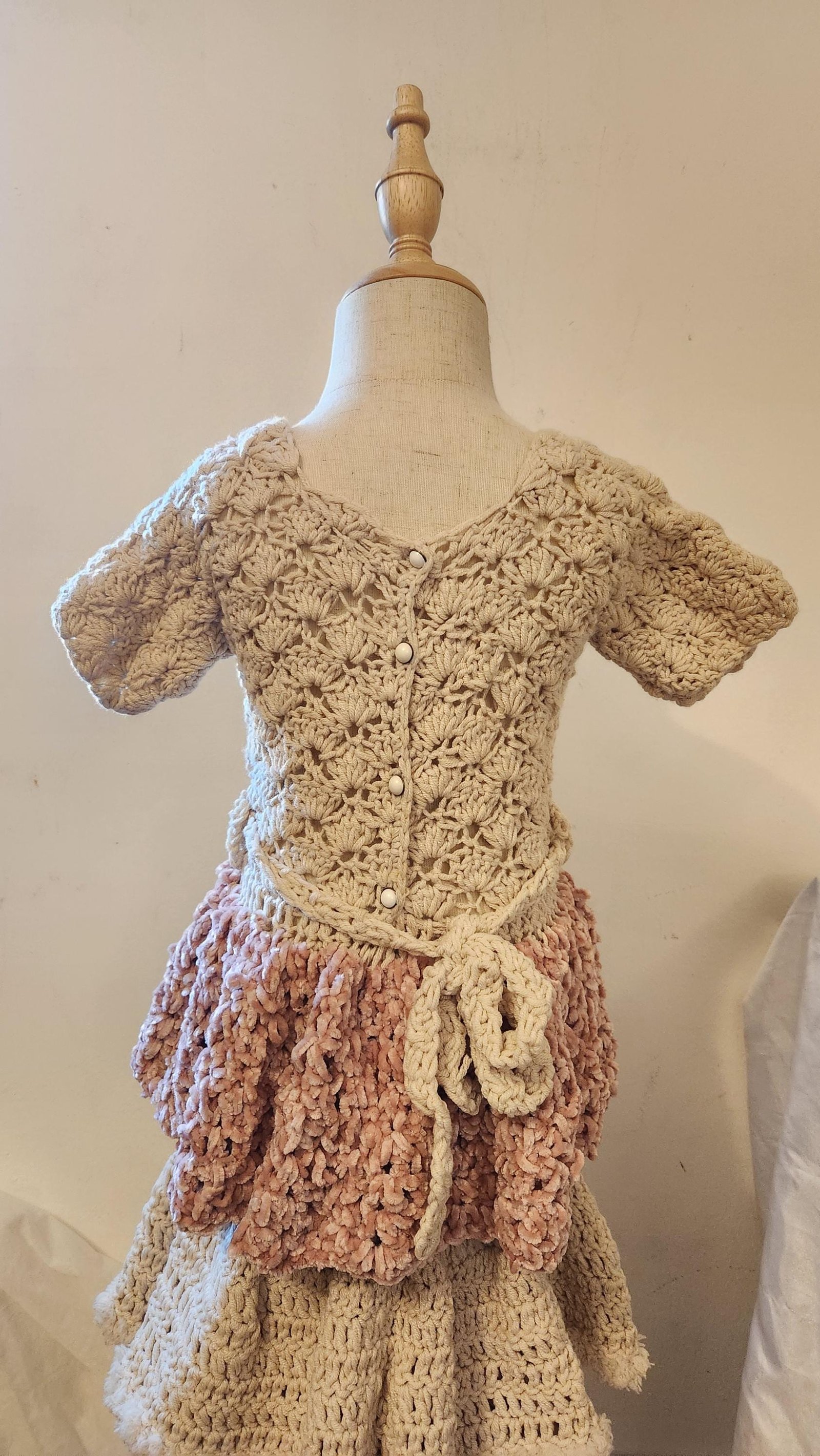 Handmade Princess Toddler Dress; Crochet Layered Velvet Furry Edge Gown for Girls; Special and Thoughtful Gifts