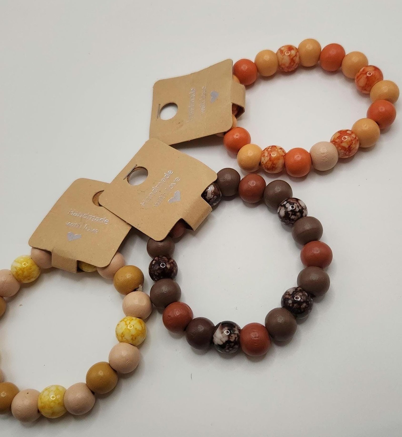 Traditional Bead Bracelets; Colorful Hand & Anklet Elastic Wooden Jewelry; No-Rust Variegated Bangles; Special Gifts for Fall and Winter