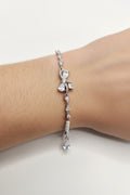 Bow Tie Stone Crystal Chain Pearl Adjustable Bracelet for Women; Great for Gifting