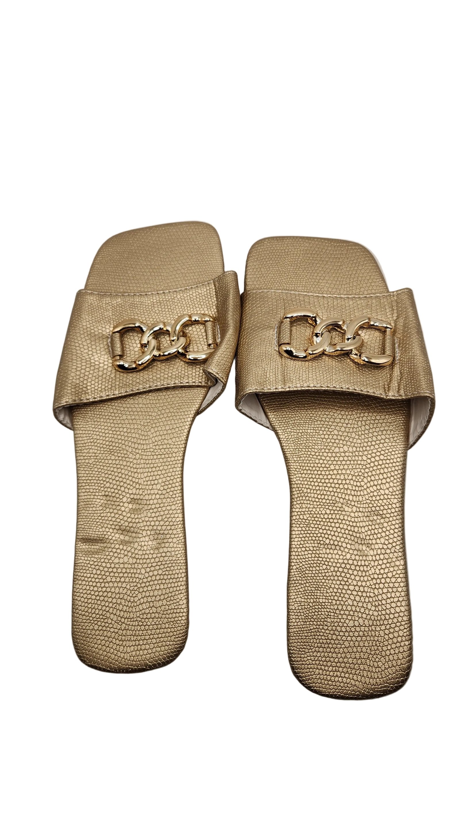Scaly Skin Women's Slippers in Gold with Accents