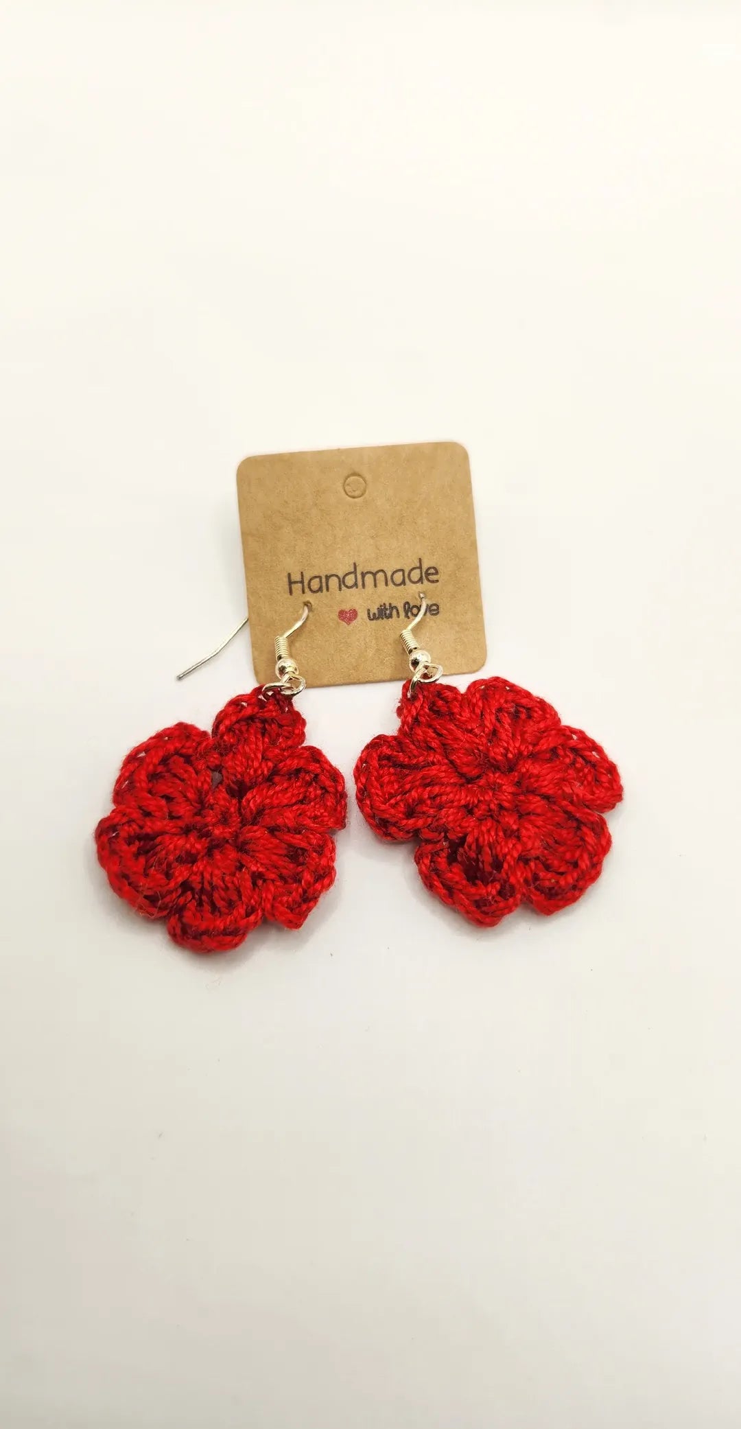 Crochet Flower Earrings, Handmade Dangle and Drop Jewelry