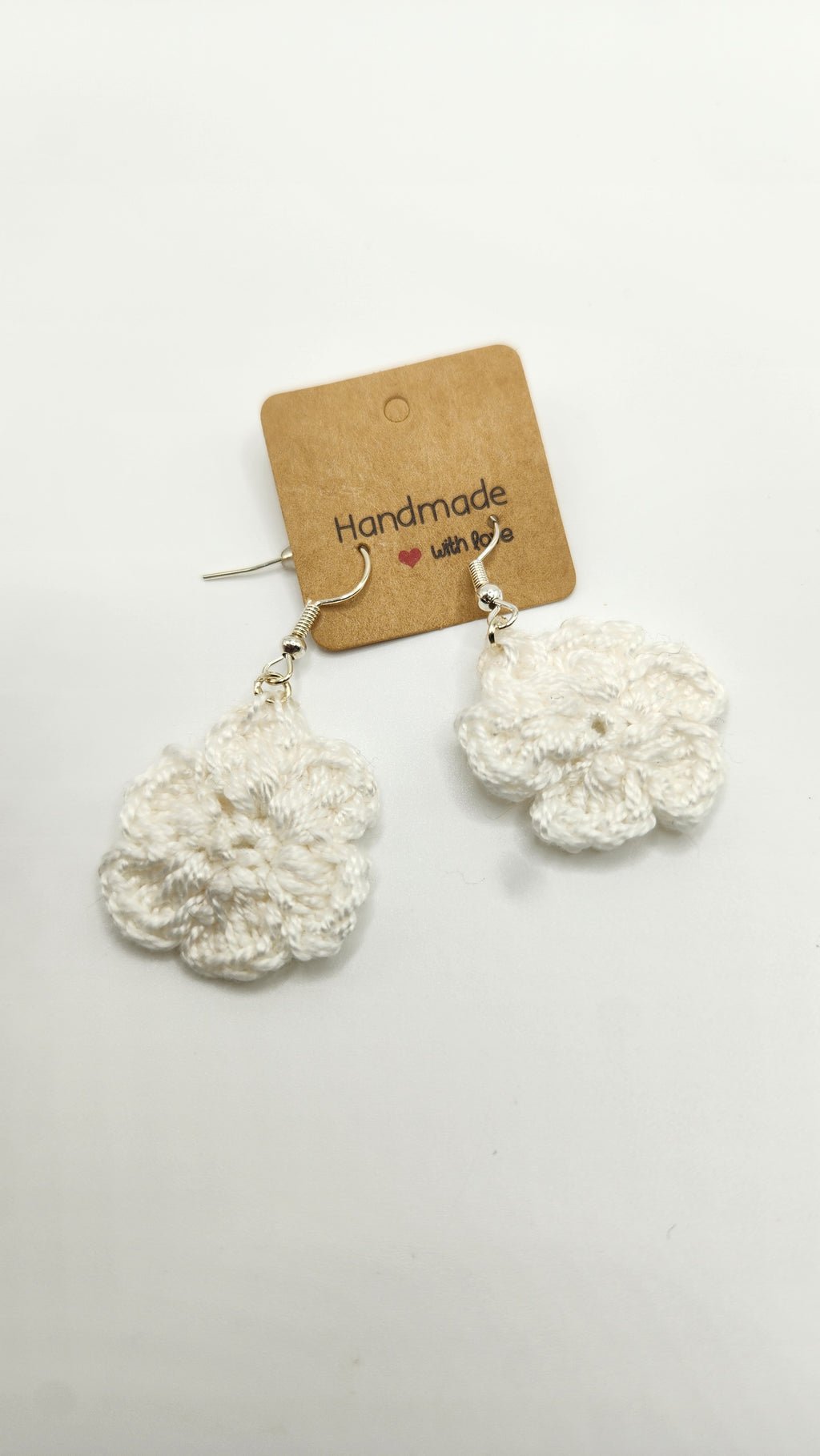 Crochet Flower Earrings, Handmade Dangle and Drop Jewelry