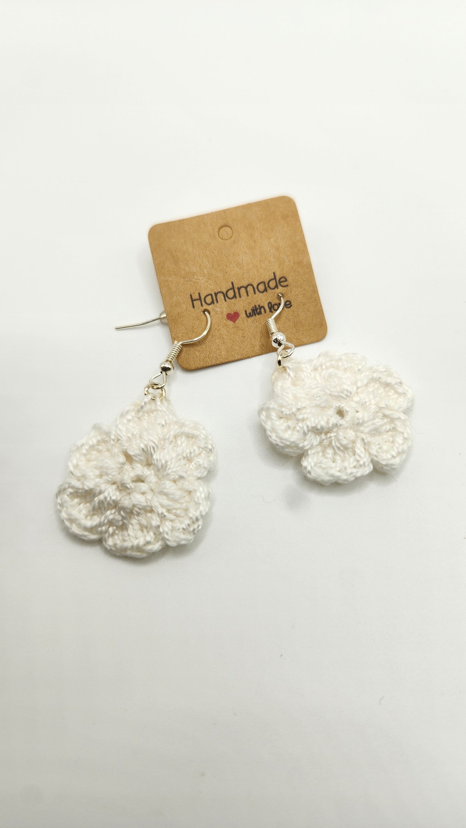 Crochet Flower Earrings, Handmade Dangle and Drop Jewelry